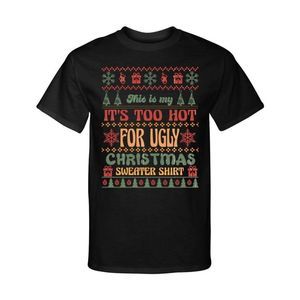 Its Too Hot for Ugly Christmas Retro Ugly Sweater Xmas Style Graphic Tee Shirt